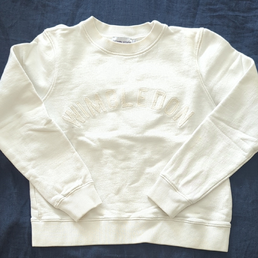 White Wimbledon Tennis Sweatshirt Women's Medium